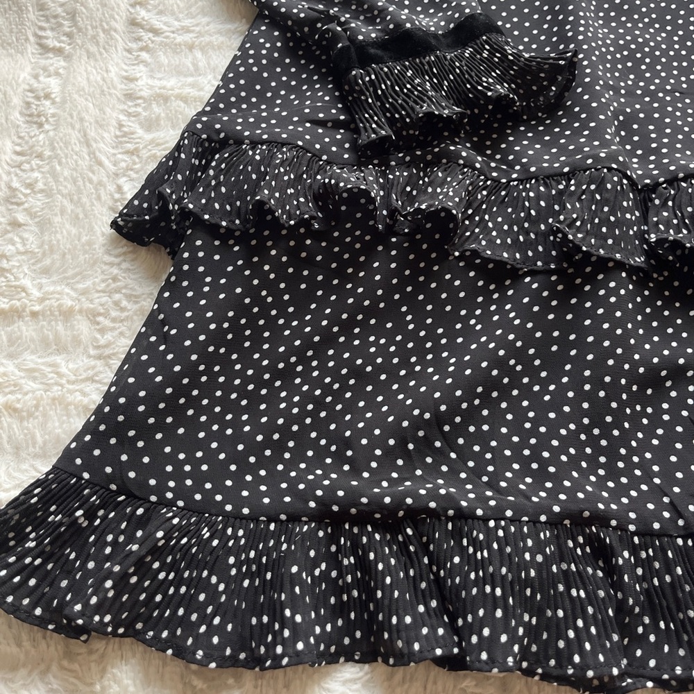Lulus “Floral to See Black Polka Dot Long Sleeve Mini Dress” - Picture 5 of 5
